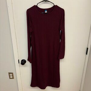 NWOT Old Navy Maternity L Dark Purple Long Sleeve Ribbed Maxi Dress